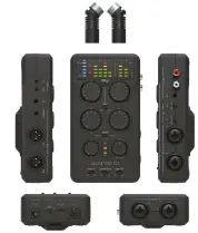  ?? ?? A decent audio interface can handle recording of several mics. Models like IK Multimedia’s iRig Quattro work equally well with Macs or iOS devices.
