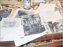  ?? ERIC MCCARTHY/JOURNAL PIONEER ?? Photos, sketches and dimensions of the ships are needed before Thiren Smallman sets out to build a model. He also likes to learn something about the originals.