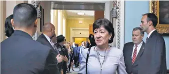  ?? JACQUELYN MARTIN, AP ?? Sen. Susan Collins, R- Maine, says she had been lobbied by President Trump, Vice President Pence and others.