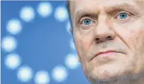  ?? PHOTO: REUTERS ?? Objections overruled . . . European Council President Donald Tusk takes part in a news conference after being reappointe­d chairman of the European Council during a EU summit in Brussels.