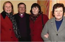  ??  ?? Top: Archdeacon Jim Carroll with his brother Michael and Olive Devlin. Above, Archdeacon Jim Carroll with Bernadette and Una Crosby and Anna McGeough