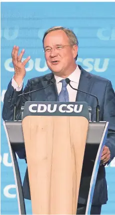  ?? FOTO: MATTHIAS SCHRADER/AP ?? Armin Laschet (CDU) sprach in München.