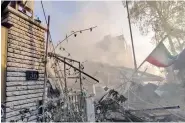  ?? ANI ?? Consular section of Iranian embassy in the Syrian capital of Damascus destroyed by Israeli airstrikes, on 2 April.