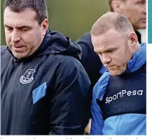  ??  ?? Downcast: Rooney and boss Unsworth yesterday