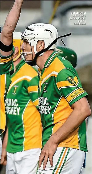  ??  ?? CELEBRATE: Kilcormac’s James Gorman and his teammates