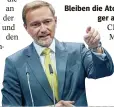  ?? DPA ?? Bleiben die Atomkraftw­erke länger am Netz?
Finanzmini­ster Christian Lindner (FDP)