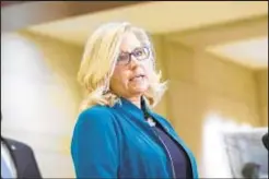  ??  ?? Rep. Liz Cheney (above) came under increased pressure from Republican leadership Tuesday as House Minority Leader Kevin McCarthy (right) said “she has real problems” in staying as House GOP conference chair.