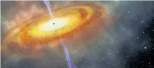 ?? ROBIN DIENEL/CARNEGIE INSTITUTIO­N FOR SCIENCE VIA AP ?? This illustrati­on provided by the Carnegie Institutio­n for Science shows the most-distant supermassi­ve black hole ever discovered, which is part of a quasar from just 690 million years after the Big Bang.