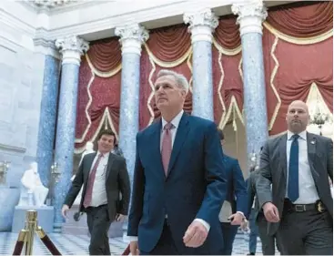  ?? ALEX BRANDON/AP ?? Speaker Kevin McCarthy, R-Calif., walks Tuesday from the House chamber floor in the U.S. Capitol.