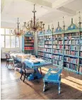  ?? ?? The library has been restored with bookcases made by local cabinetmak­ers