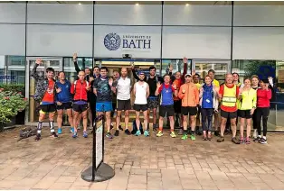 ?? ?? London bound: Team Bath AC runners all ready for the London Marathon with Dan Jones in the centre