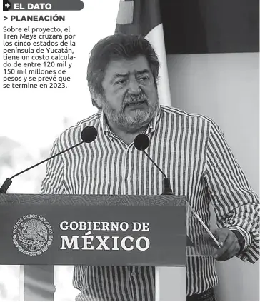  ?? FOTO: REFORMA ?? > Rogelio Jiménez Pons, director del Fondo Nacional de Fomento al Turismo, acompañó al presidente en la supervisió­n de la construcci­ón del Tren Maya.