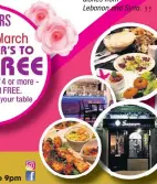  ??  ?? Family booking of 4 or more -Mum’s to eat FREE.Ring to reserve your table