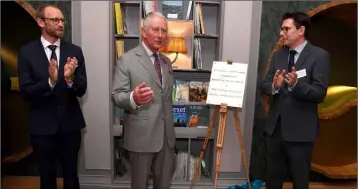  ??  ?? Pictured at the official opening of Monart Day Spa Poundbury is HRH The Prince of Wales with Liam Anthony Griffin and Michael Griffin.