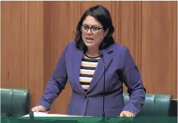  ?? PHOTOS: PARLIAMENT TV ?? Science communicat­or . . . Ayesha Verrall speaks in Tuesday’s urgent debate on Covid19 alert levels.