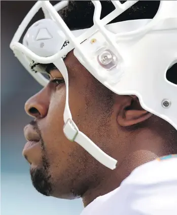  ?? ROB FOLDY/ GETTY IMAGES/ FILES ?? Miami Dolphins defensive end Cameron Wake tore his Achilles tendon during a game last Oct. 30. He’s entering the final year of his contract and hopes to sign an extension with the Dolphins.