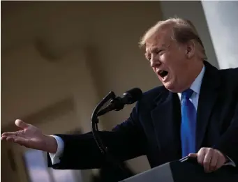 ?? GETTY IMAGES ?? ‘WALLS WORK’: President Trump declares the state of the U.S.-Mexico border a national emergency, repeating his claim that ‘walls work’ at the White House Rose Garden.