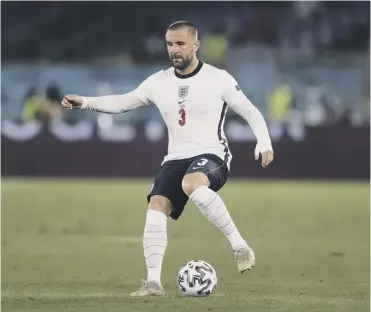 ??  ?? Luke Shaw with the ball during England’s Euro 2020 quarter-final victory over Ukraine