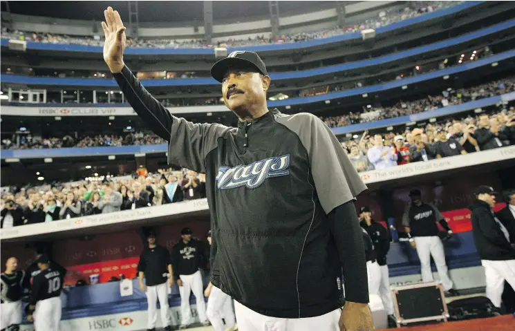  ?? BRETT GUNDLOCK/POSTMEDIA NEWS FILES ?? Cito Gaston, waving to the Blue Jays’ crowd at a ceremony for his retirement in 2010, will regale C’s fans Friday with tales of the glory days.