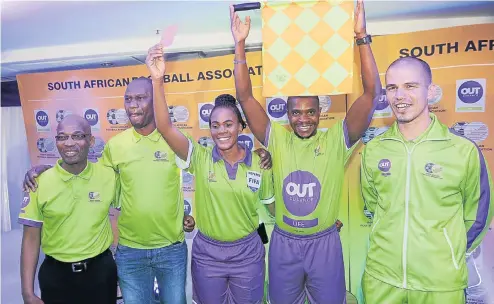  ?? Picture: Veli Nhlapo ?? Part of the deal is that referees will wear the colours of the OUTsurance company.