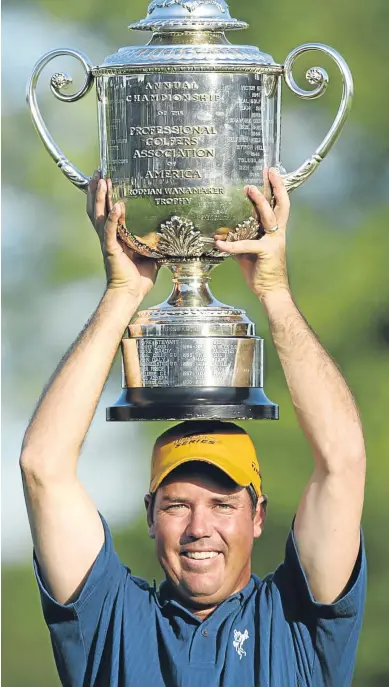  ??  ?? When Rich Beem hoisted the Wanamaker Trophy in 2002, it was the greatest moment of his golfing life.