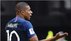  ?? CHRISTIAN LIEWIG/TRIBUNE NEWS SERVICE ?? France's Kylian Mbappe during Round of 16 action against Argentina at the Kazan Arena stadium in Kazan, Russia, on June 30.