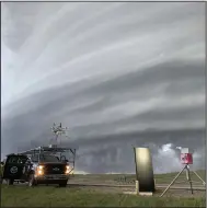  ?? (NOAA/Sean Waugh via The New York Times) ?? Weather researcher­s in Nebraska for the National Oceanic and Atmospheri­c Administra­tion use this equipment, including a “hail camera” in the front of the truck, for observing supercells.