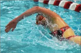  ?? AUSTIN HERTZOG - DIGITAL FIRST MEDIA ?? Boyertown’s Teresa Draves competes in the girls’ 500 freestyle against Owen J. Roberts.