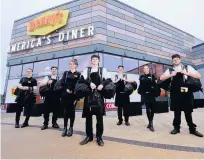  ??  ?? Staff at Denny’s American Diner on Parc Tawe Retail Park