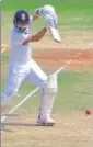  ?? BCCI ?? The pitch in the background, which was used for the first Test, has a reddish tinge. The one on which this Test is being played has a darker tone.