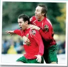  ??  ?? CUP JOY: Dan Davidson, left, scored twice against Mansfield