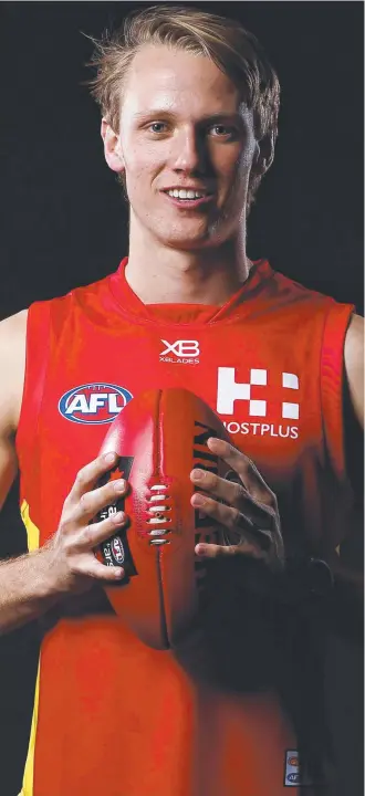  ?? Picture: DANIEL POCKETT/AAP ?? PUMPED UP: Suns top draft pick Jack Lukosius will make his AFL debut against St Kilda at Marvel Stadium in Melbourne tomorrow.