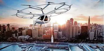  ??  ?? Lufttaxis werden heute bereits in San Francisco oder Dubai erprobt VOLOCOPTER