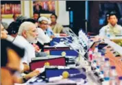  ?? PTI ?? Prime Minister Narendra Modi addresses Niti Aayog’s governing council meet in New Delhi on Sunday