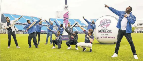  ?? (Photo: ICC Media) ?? Retired Jamaican sprint superstar Usain Bolt (right) and several sport icons and celebritie­s, including former West Indies fast bowling great Sir Curtly Ambrose (second right) visit the Nassau County Cricket Stadium in New York, United States, on Wednesday.