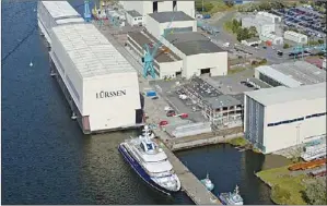  ?? PROVIDED TO CHINA DAILY ?? Lurssen’s shipyard in Rendsburg, Germany. China has become a new focus for Western yacht makers such as Lurssen.