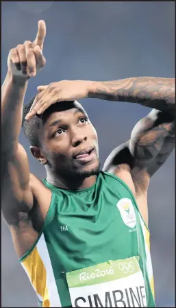  ??  ?? Akani Simbine regained his national men’s 100m title in Potch last night.
