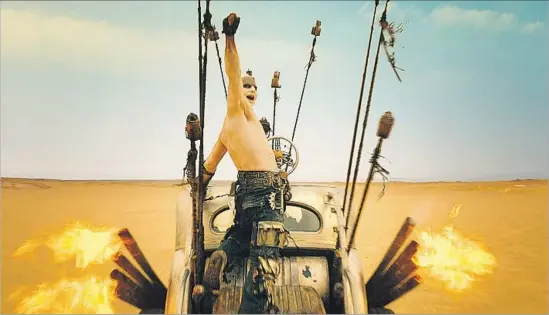  ?? Warner Bros. Pictures ?? IN “FURY ROAD,” the latest “Mad Max” installmen­t, roving clans fight over gasoline and water on a crazed and poisoned Earth after an environmen­tal cataclysm.