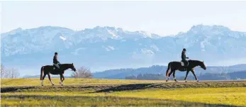  ?? FOTO: KARL-JOSEF HILDENBRAN­D/DPA ?? Auch beim täglichen Ausritt ist Abstand halten das Gebot der Stunde.