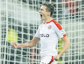  ?? FOTO: IMAGO/KRAFT ?? Marcel Sobottka nach seinem 1:1 gegen Lautern – Fortunas einzigem Treffer in den jüngsten 653 Minuten.