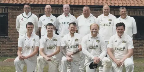  ??  ?? Heslerton line up before their 85-run home defeat against Ebberston