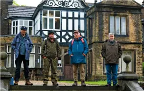  ??  ?? ▲ FIGHTING FOR WINTER HILL
Top, from left to right: Bolton archivist Allen Clarke, Liberal activist Solomon Partington, and socialist leader Joe Shufflebot­ham. Above: Modern-day Winter Hill warriors Tony Greenwood, Jonny Campbell, Paul Salveson and Martin Challender at Smithills Hall, former home of the Ainsworth family.