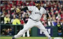  ?? DAVID DERMER — ASSOCIATED PRESS ?? Yankees’ CC Sabathia, pitching against the Indians in Game 5 of the American League Division Series in Cleveland on Wednesday, will start tonight’s Game 3 against the Astros.