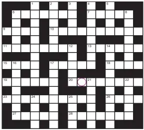  ?? ?? PLAY our accumulato­r game! For your chance to win a Cross ballpoint pen, solve the crossword to reveal the letter in the pink circle. If you have been playing since Monday, you should now have a five-letter word. To enter, call 0901 133 4423 and leave your answer and details. Or text 65700 with the word FIVE and your answer and name.
TEXTS and calls cost 50p plus standard network charges. One winner chosen from all correct entries received between 00.01 today and 23.59 this Sunday. UK residents aged 18+ excl NI. Full terms apply, see Page 60.