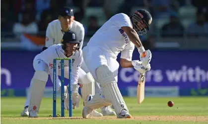  ?? ?? Rishabh Pant scored 146 runs off 111 balls to lead India’s fightback in the fifth Test against England. Photograph: Stu Forster/Getty Images