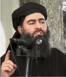  ??  ?? Seldom heard: In the recording, the reclusive al-Baghdadi also consoled IS fighters over the number of major military setbacks suffered in recent months in Iraq and Syria. — AP