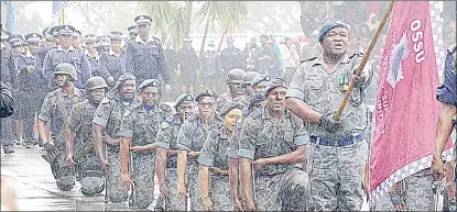  ?? (File pic) ?? Police officers during a parade display. (This is not to suggest that these are the officers demanding Phase II salary incerease).
