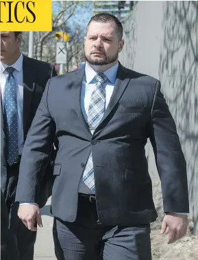  ?? ERNEST DOROSZUK / TORONTO SUN / POSTMEDIA NETWORK FILES ?? Const. James Forcillo, pictured in 2016, turned himself into Toronto Police on Wednesday after breaching conditions of his bail. Forcillo was convicted of attempting to murder Sammy Yatim, the teenager he fatally shot in 2013.