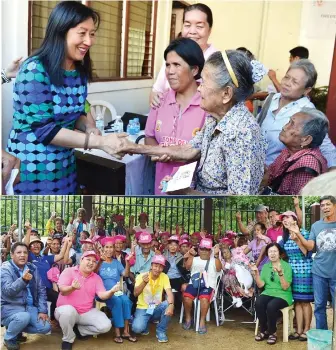  ?? (Kathy Wee Sit) ?? Zamboanga City’s senior citizens from Barangays Capisan and Calarian receive their birthday cash gifts from popular Mayor Beng Climaco, who personally led the distributi­on of cash gifts pursuant to local government Ordinance 466.