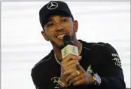  ?? ANDRE PENNER - THE ASSOCIATED PRESS ?? Mercedes driver Lewis Hamilton of Britain speaks during a news conference in Sao Paulo, Brazil, Wednesday, Nov. 7, 2018.